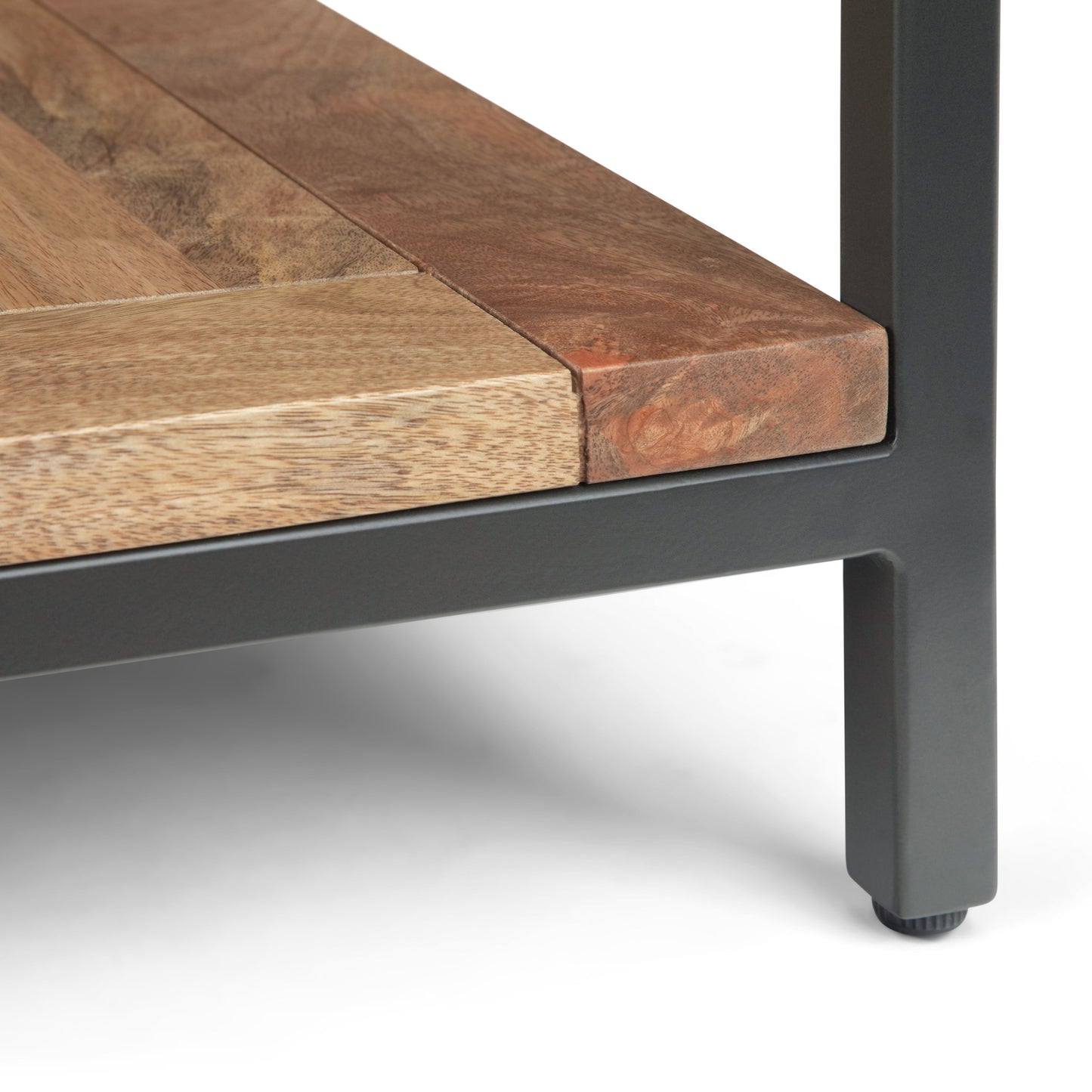 Haloed Square Side Table with Open Bottom Shelf and Metal Frame