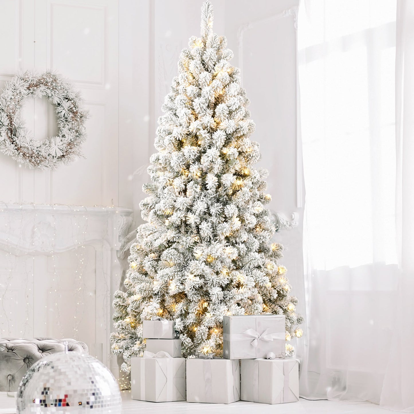 Bilyn 7 ft PVC Memory Wire Christmas Tree with Lights