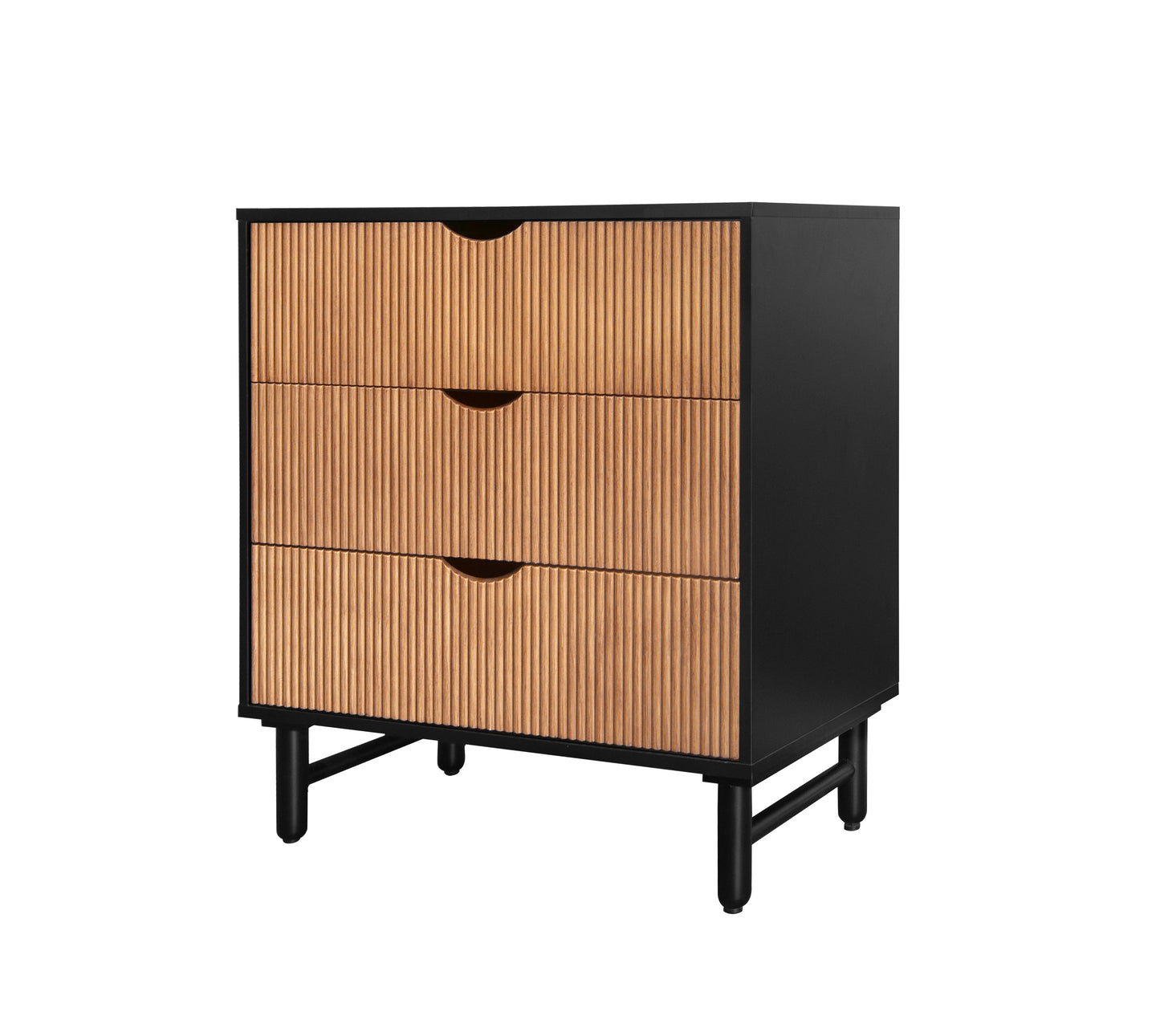 Particle Board Cabinet with Wave Pattern and 3 Drawers