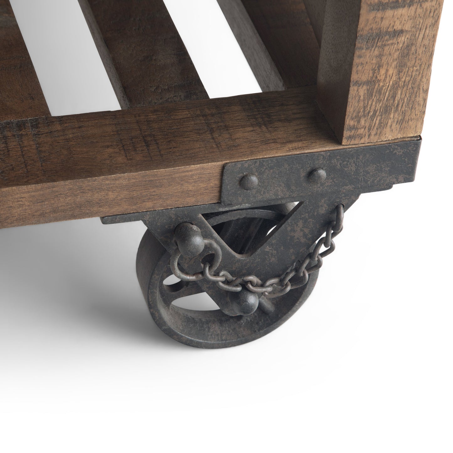 Square Coffee Table with Bottom Shelf and Wheels