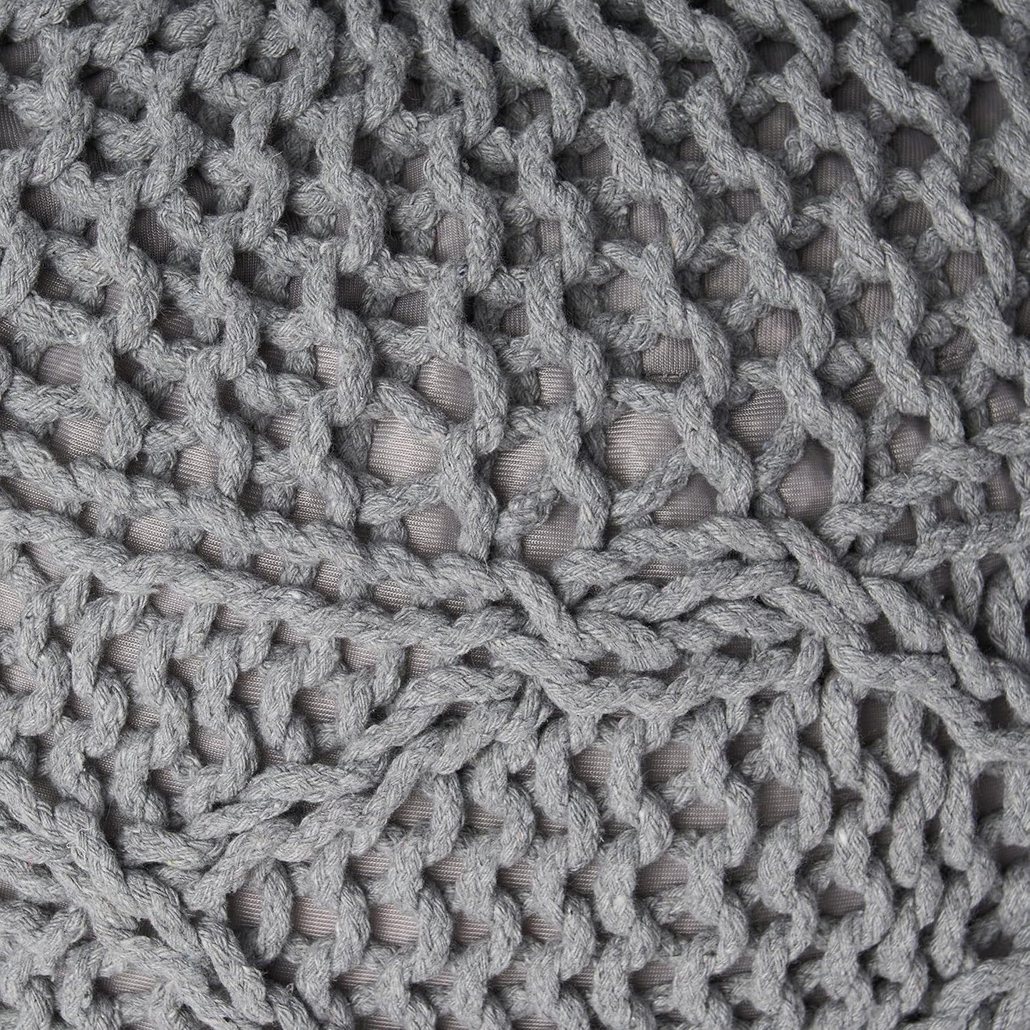 Splendid Round Knitted Wool Pouf