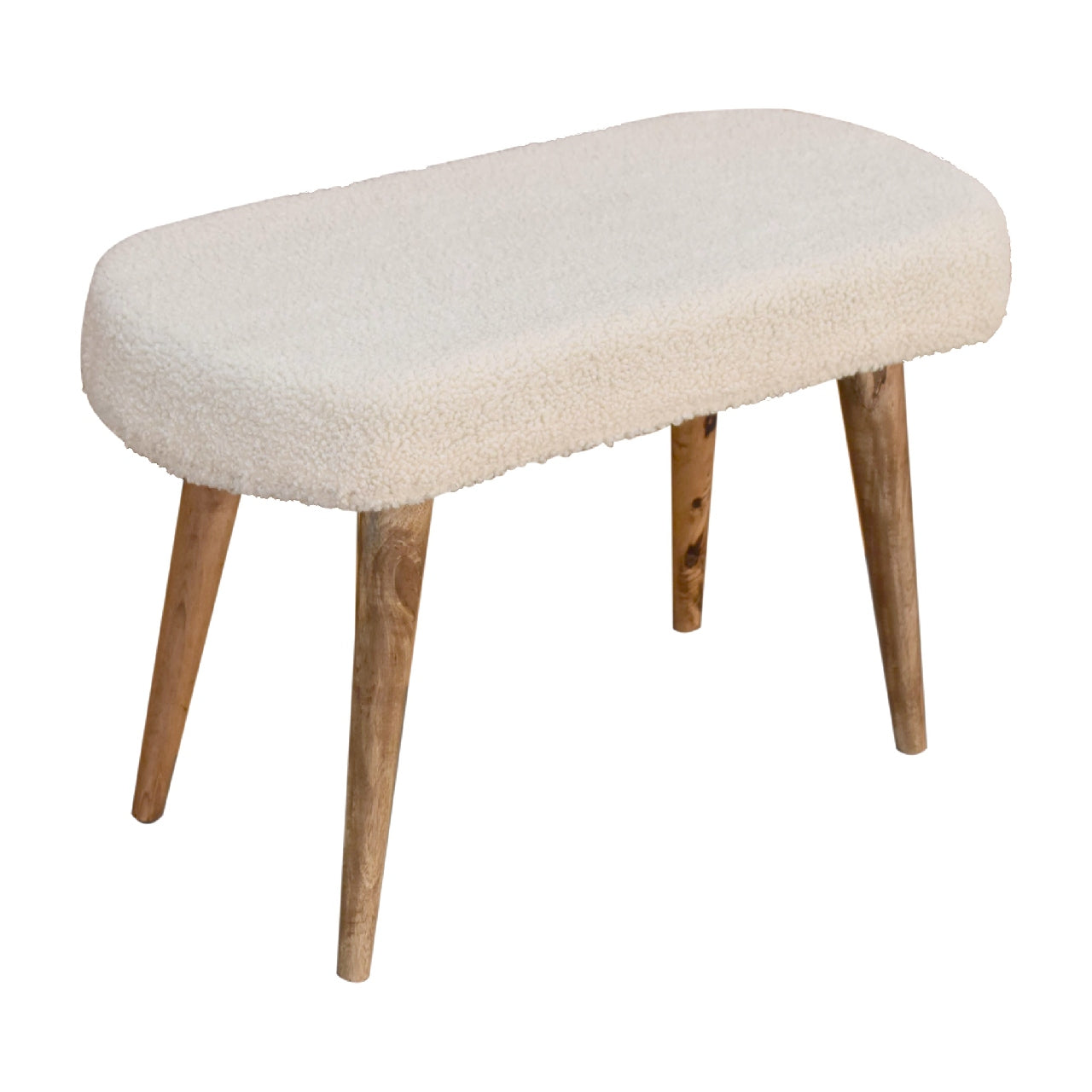Upholstered Bench with Tapered Wood Legs