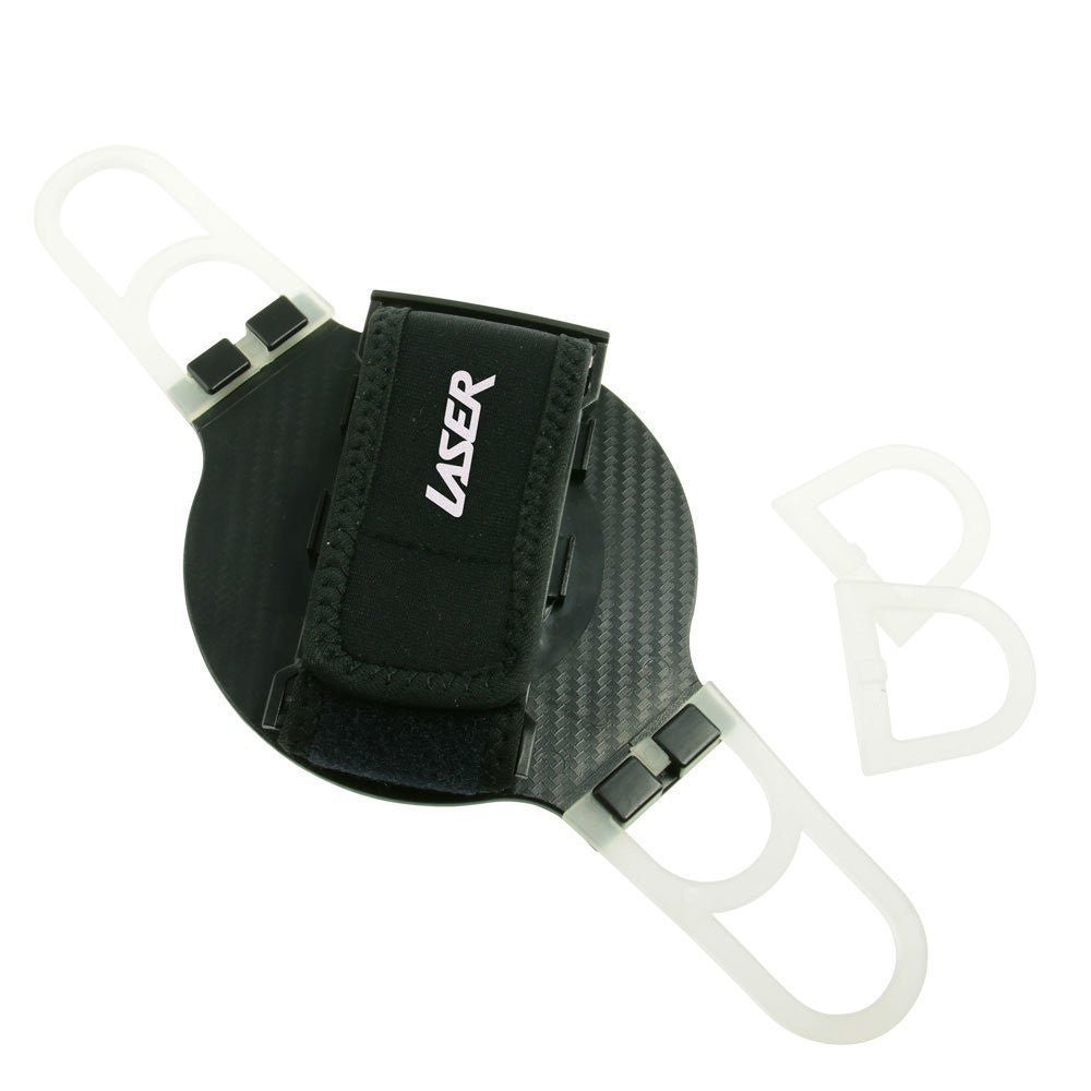 Laser Tablet Holder with 360-Degree Swivel and Hand Strap (Black)