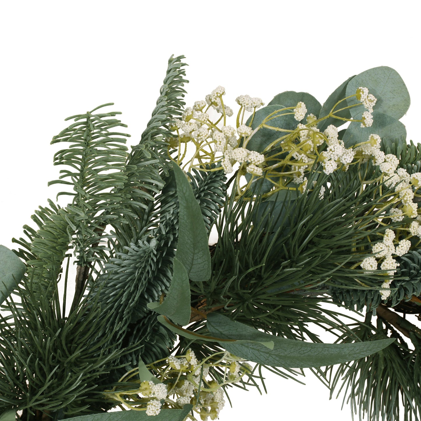 Krylo 30-inch Wreath with Eucalyptus Leaves, Pine Twigs
