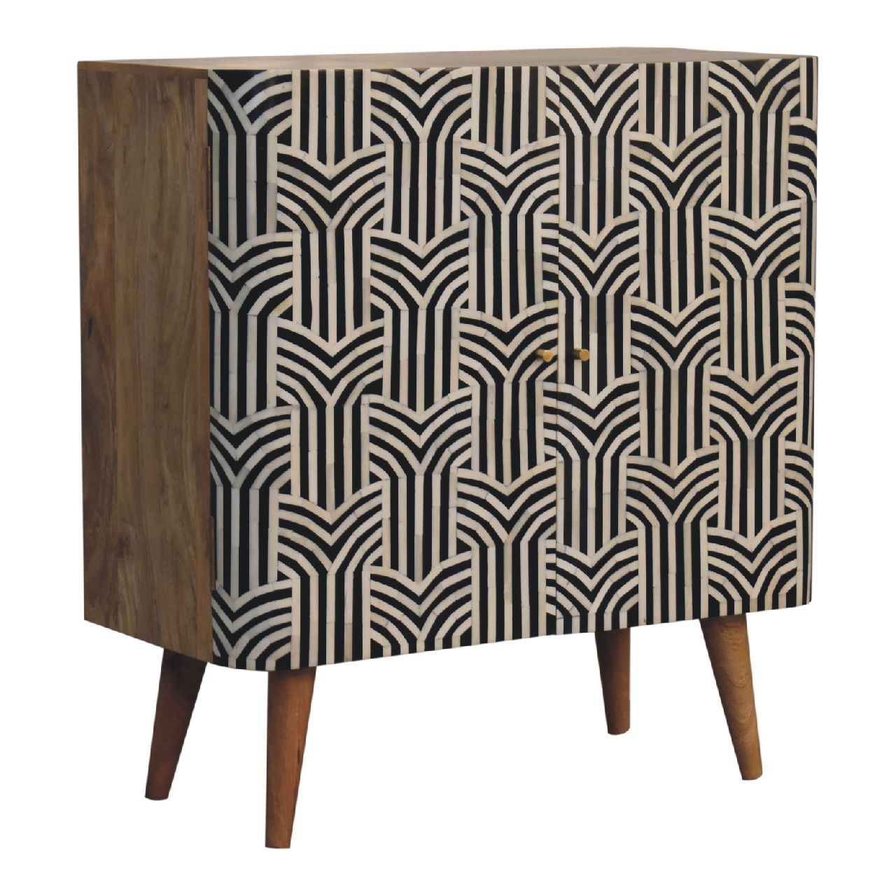 Blossomx Bone Inlay Cabinet with 2 Doors and Shelves