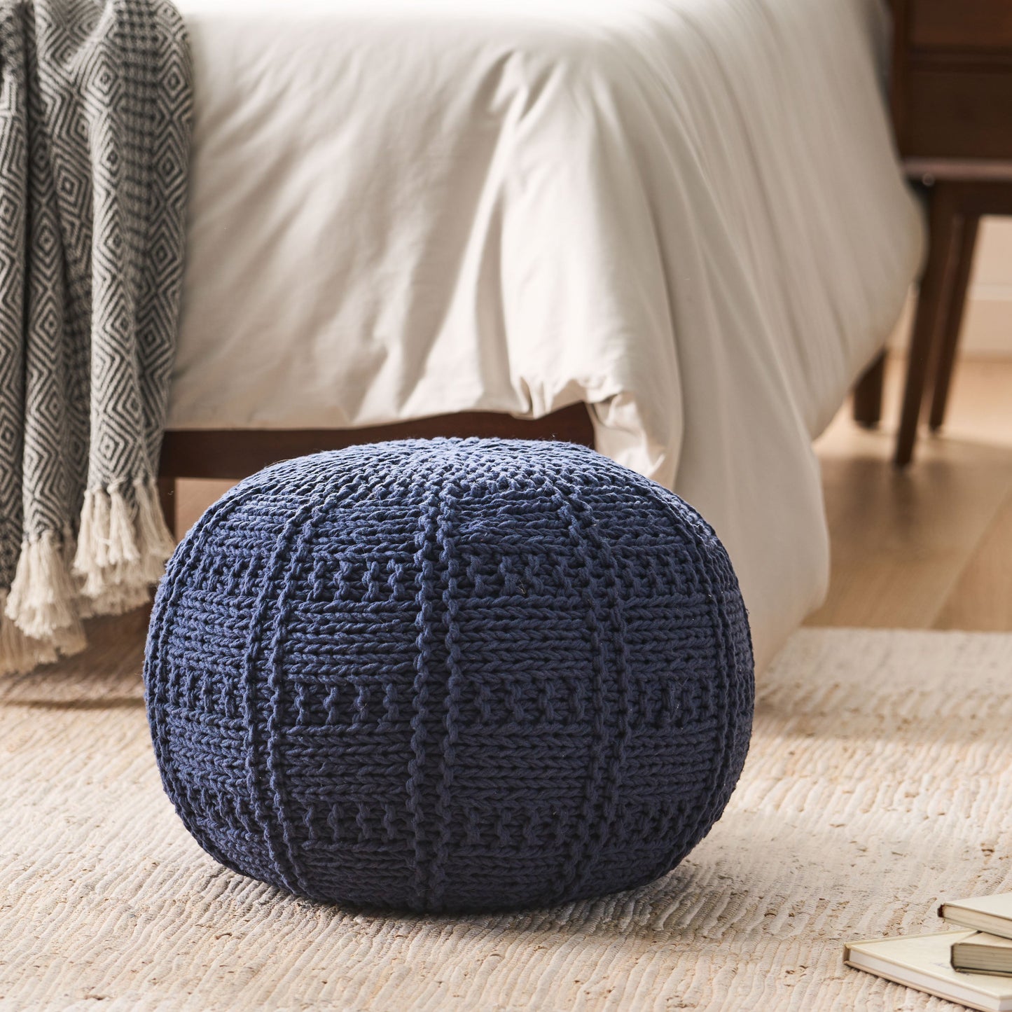 Fathomer Knitted Cotton Round Pouf