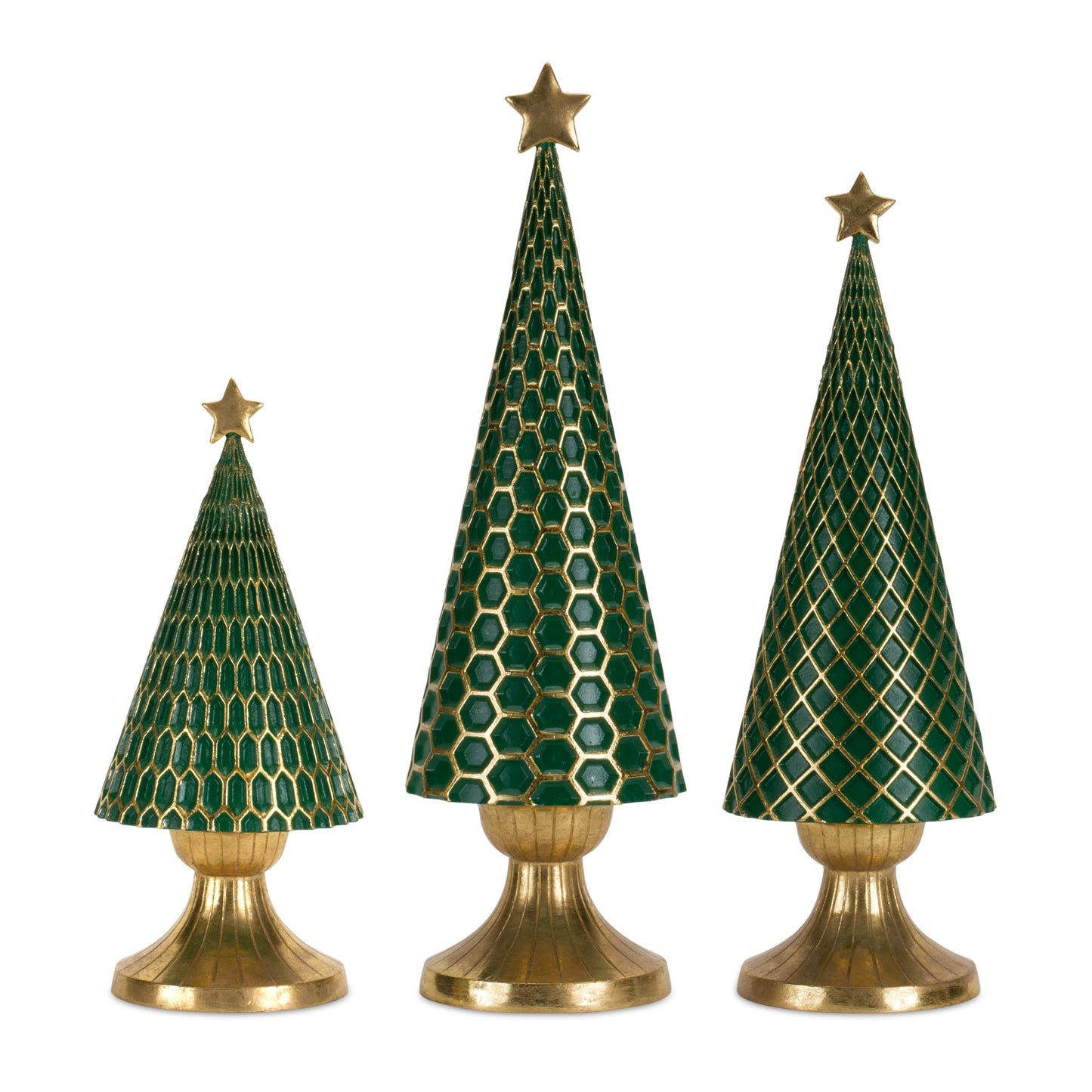 Geometric Gold Holiday Tree Decor, Set of 3
