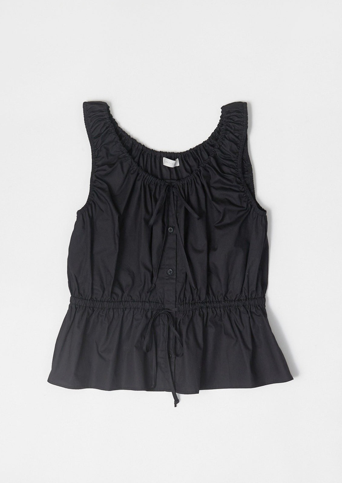 Cinched Poplin Sleeveless Top
