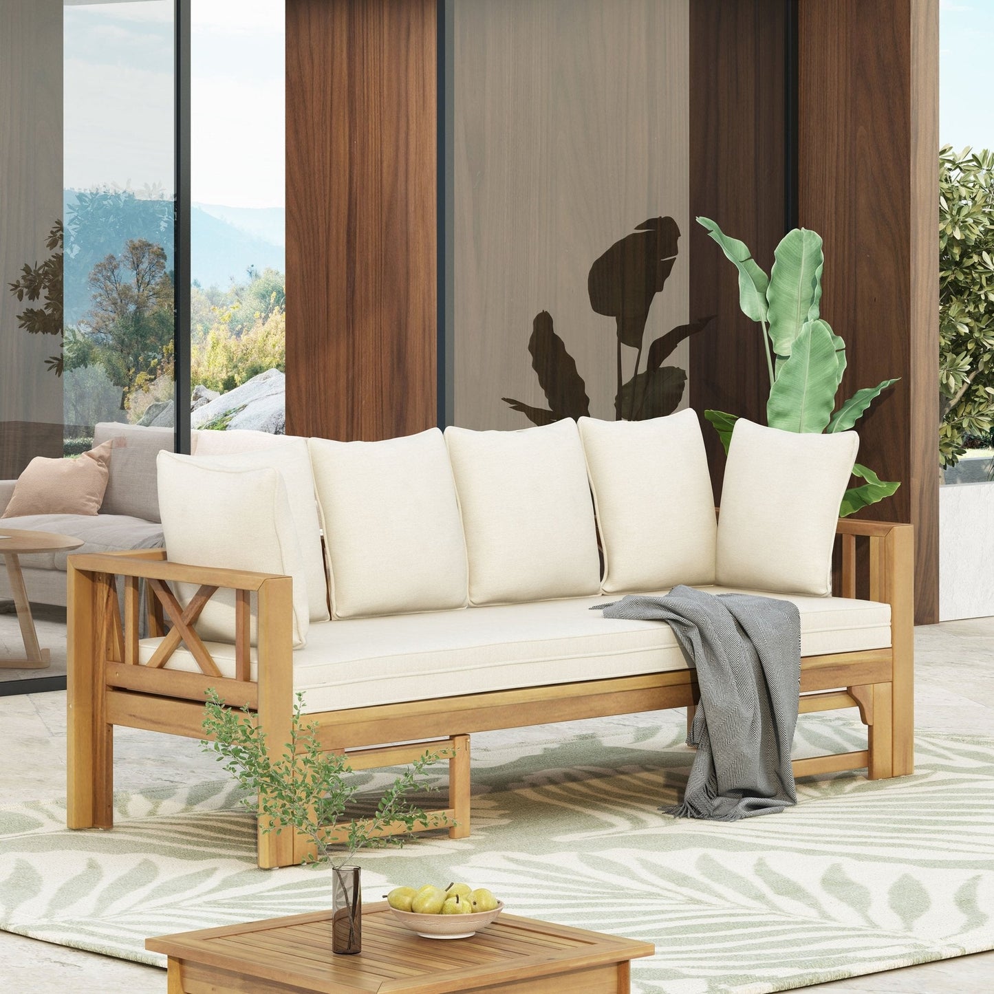 Day Bed with Expandable Seating and Square Arm