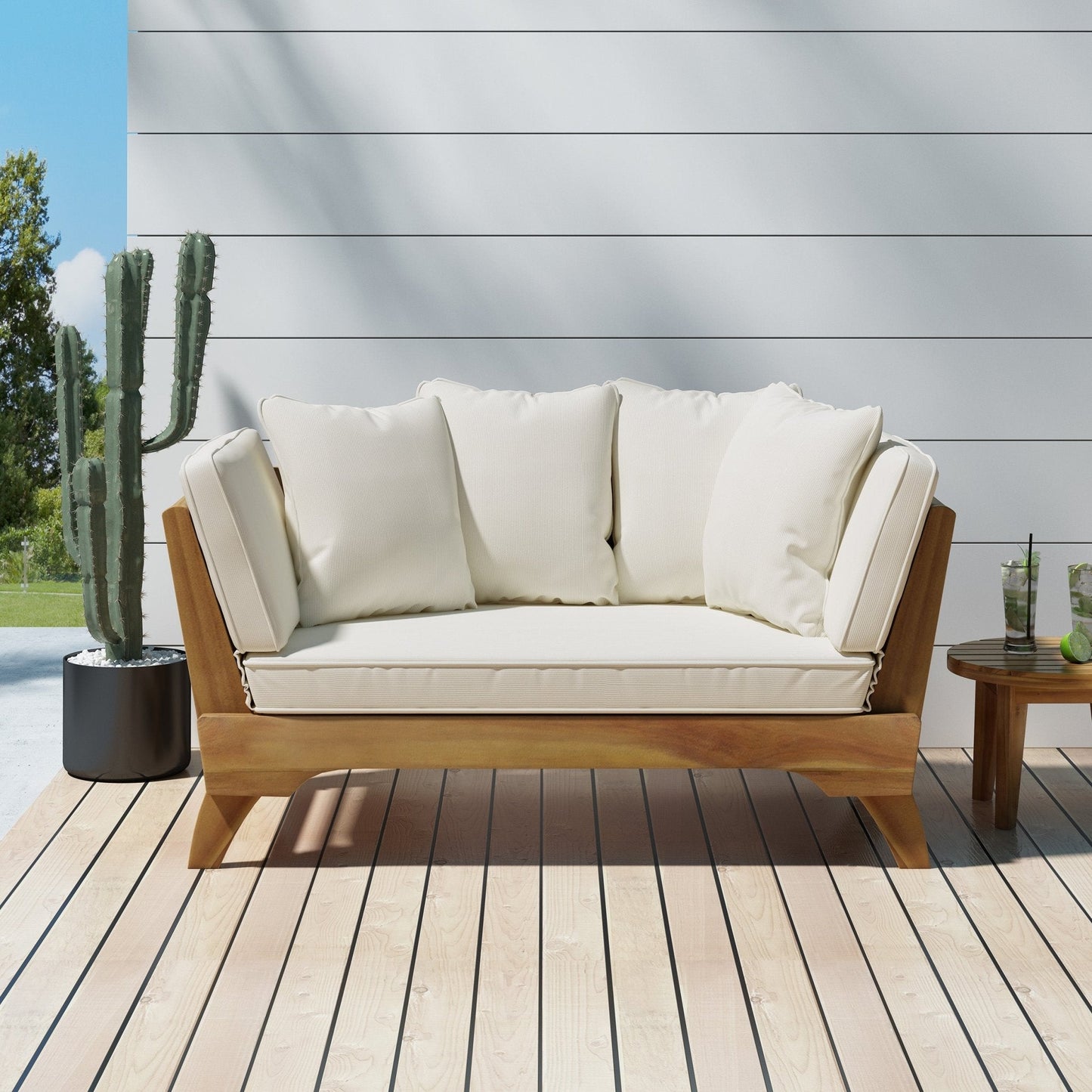 Day Bed with Expandable Seating and Water Resistance Cushion