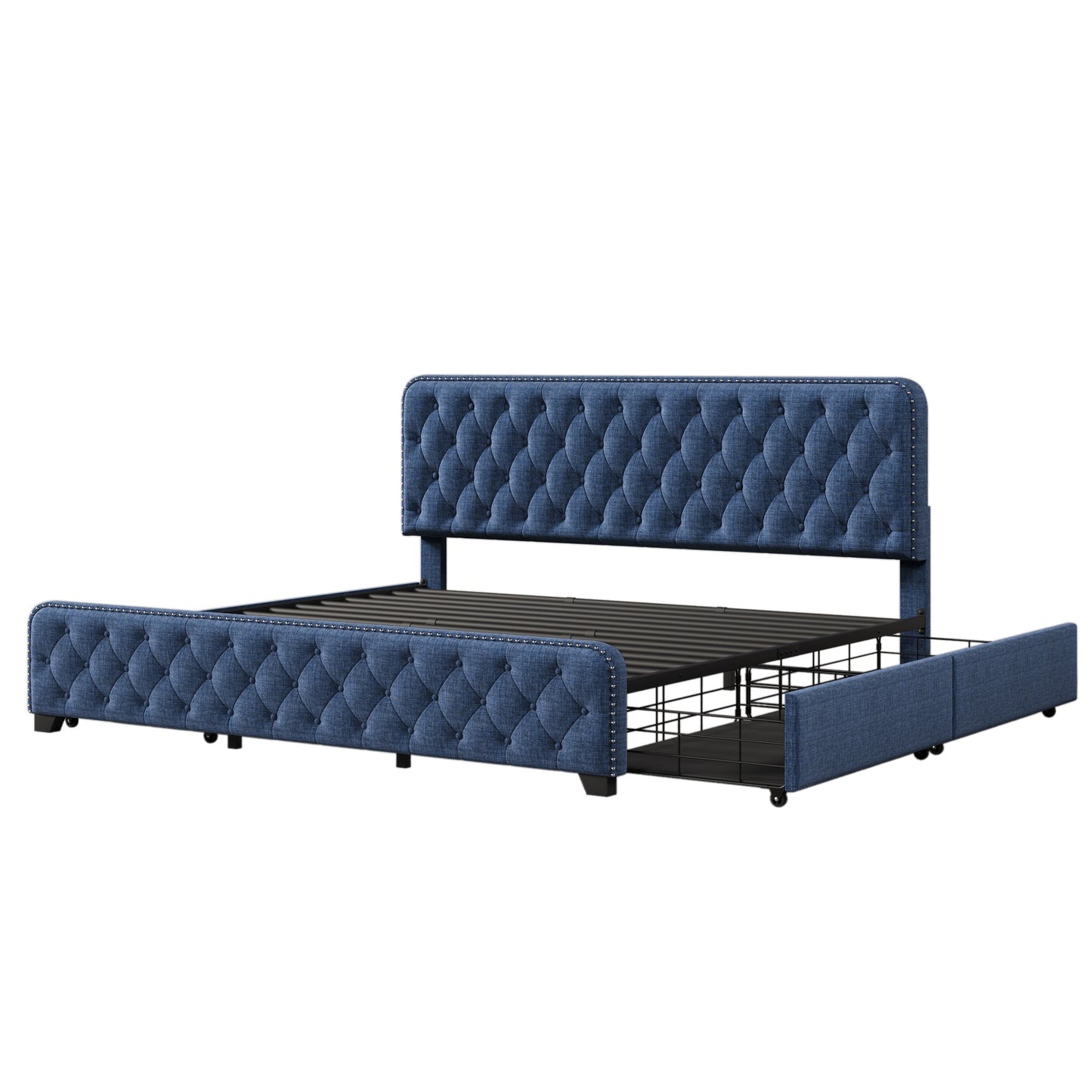 Day Upholstered Platform Bed with Tufted and Four Drawers