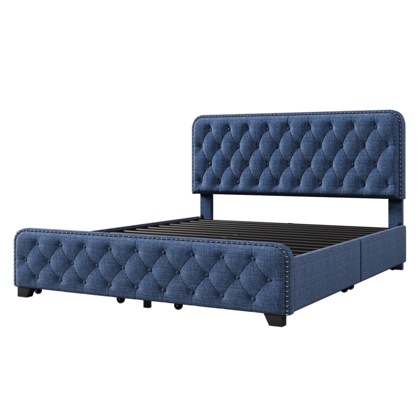 Day Upholstered Platform Bed with Tufted and Four Drawers