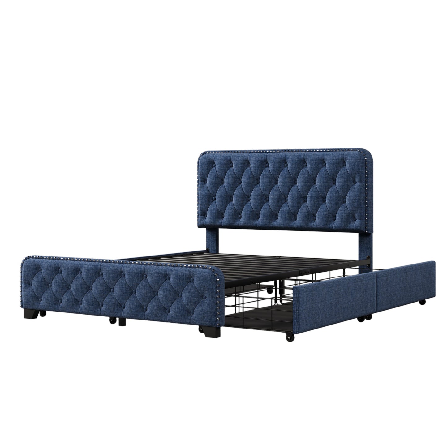 Day Upholstered Platform Bed with Tufted and Four Drawers