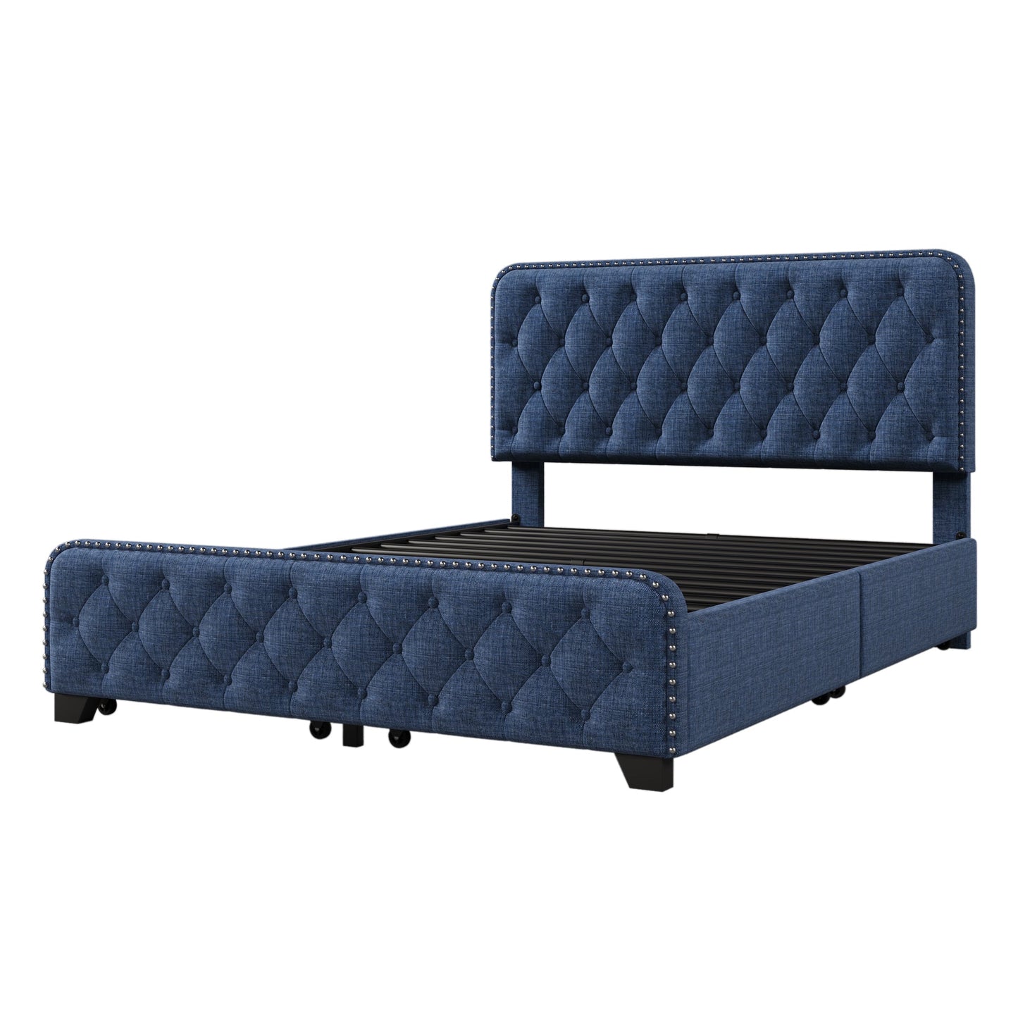 Day Upholstered Platform Bed with Tufted and Four Drawers