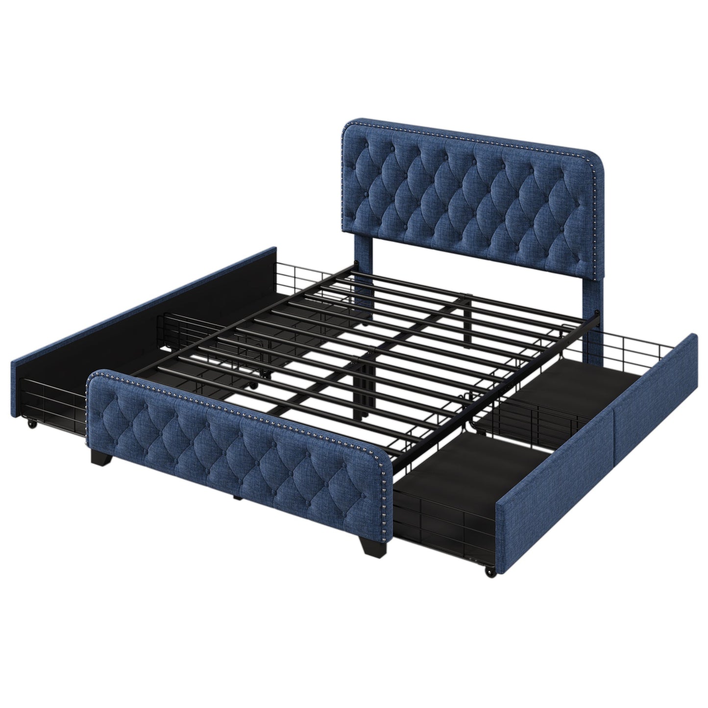 Day Upholstered Platform Bed with Tufted and Four Drawers