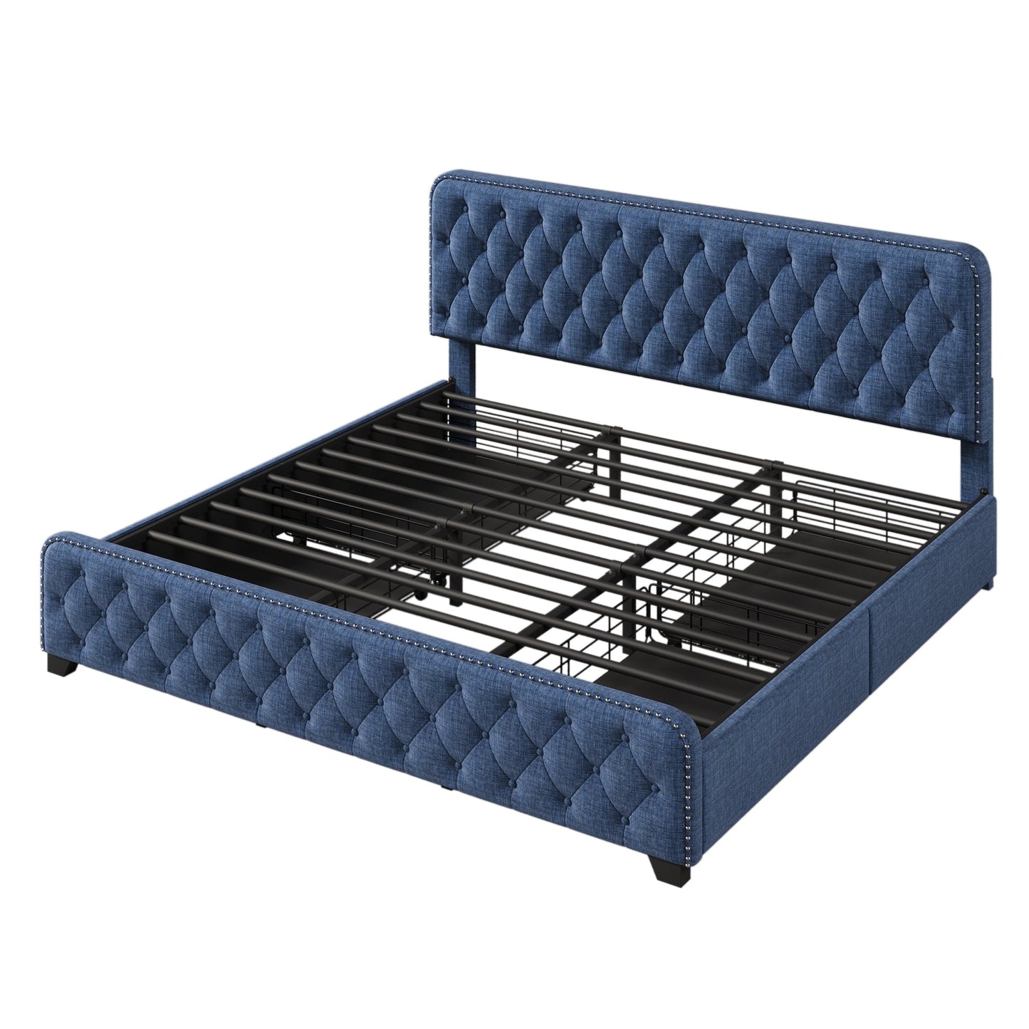 Day Upholstered Platform Bed with Tufted and Four Drawers