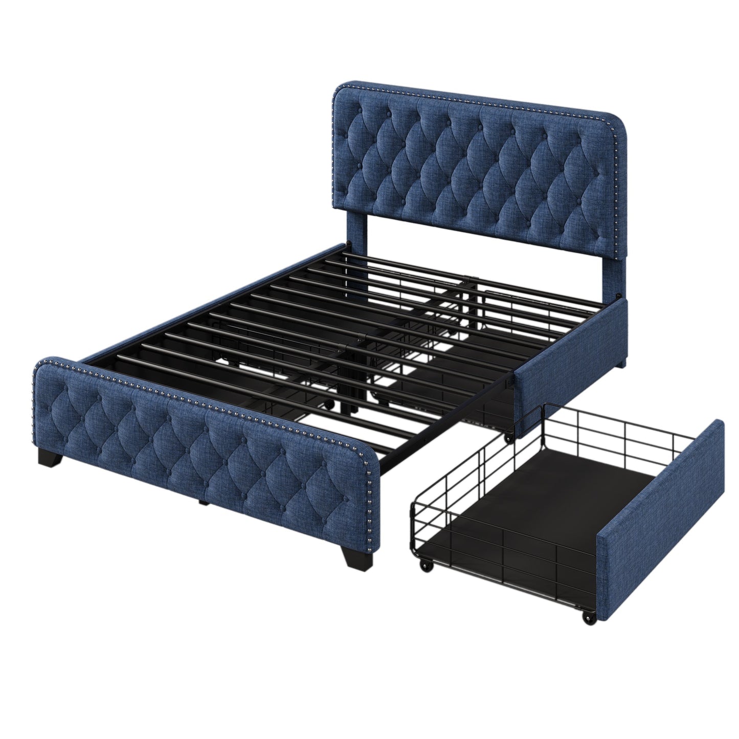 Day Upholstered Platform Bed with Tufted and Four Drawers