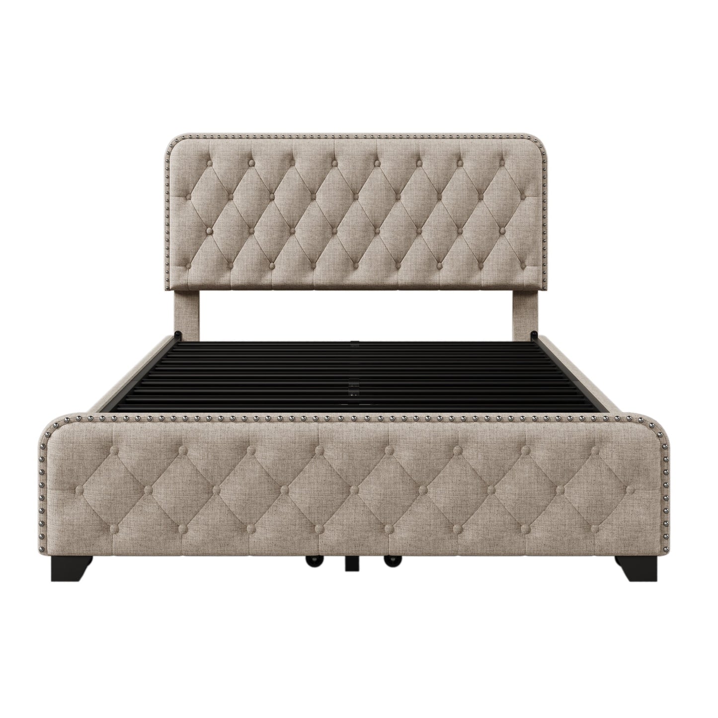 Day Upholstered Platform Bed with Tufted and Four Drawers