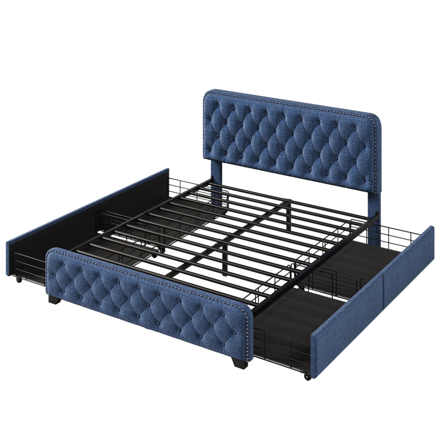 Day Upholstered Platform Bed with Tufted and Four Drawers