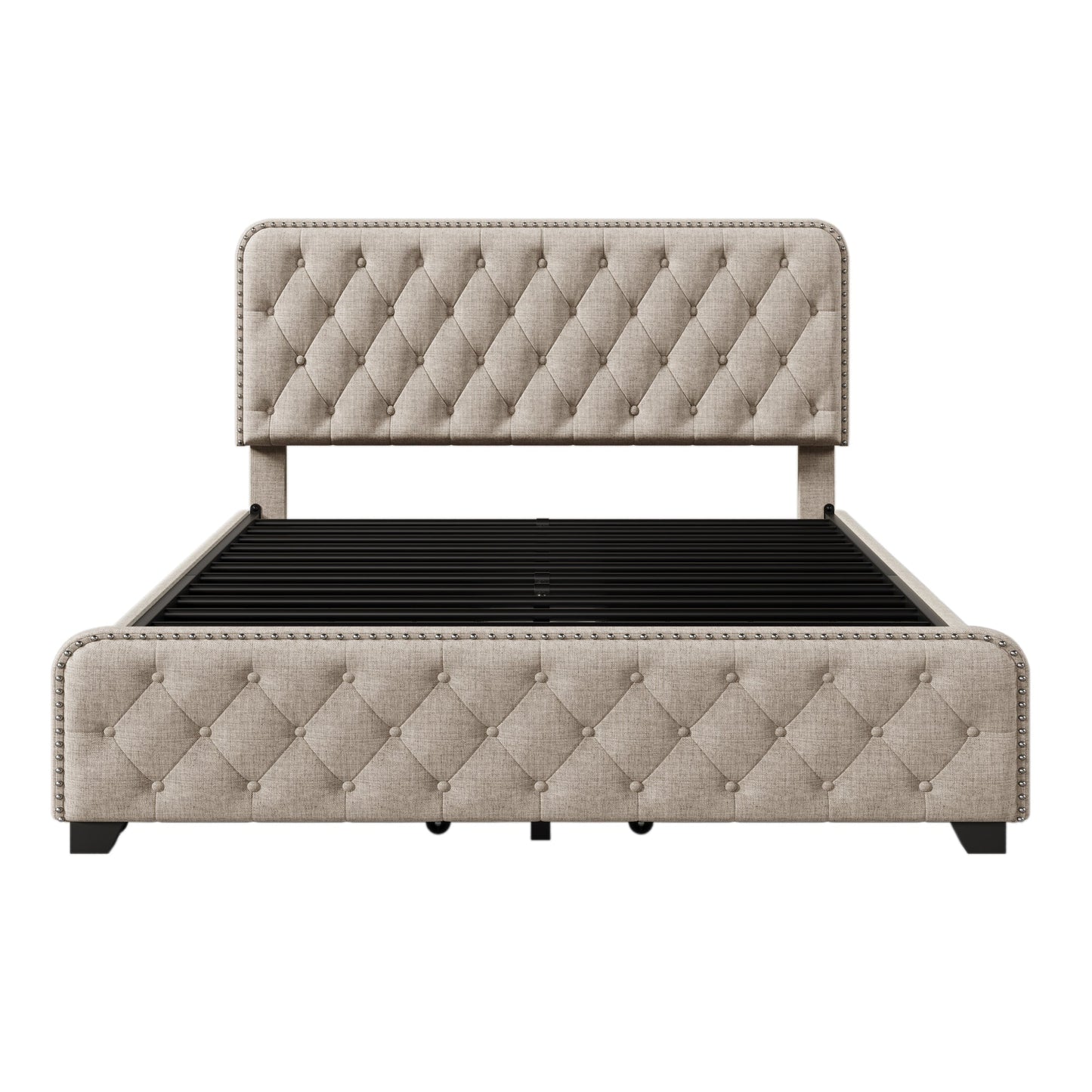 Day Upholstered Platform Bed with Tufted and Four Drawers