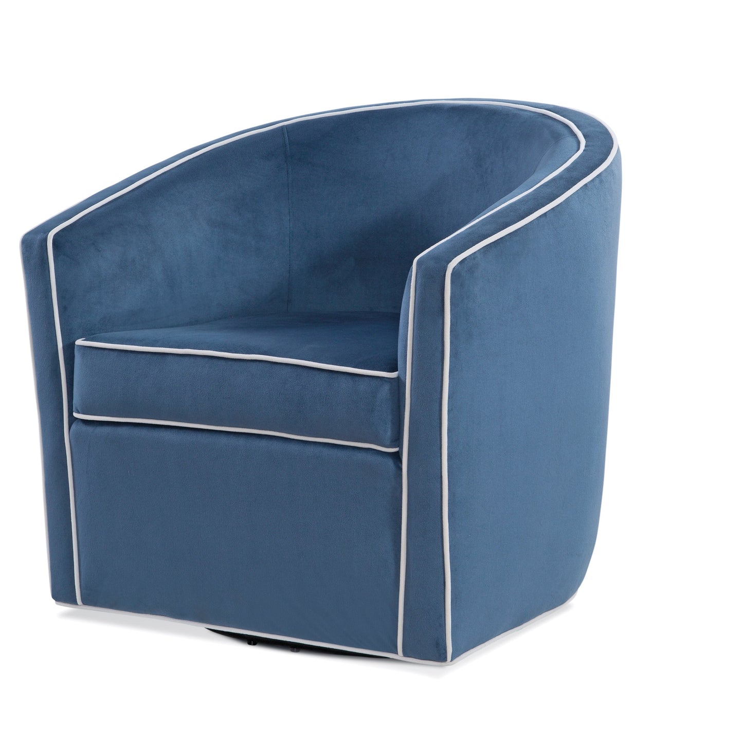 Upholstered Swivel Chair with Cream Welt, Sloped Arms and Removable Cushion