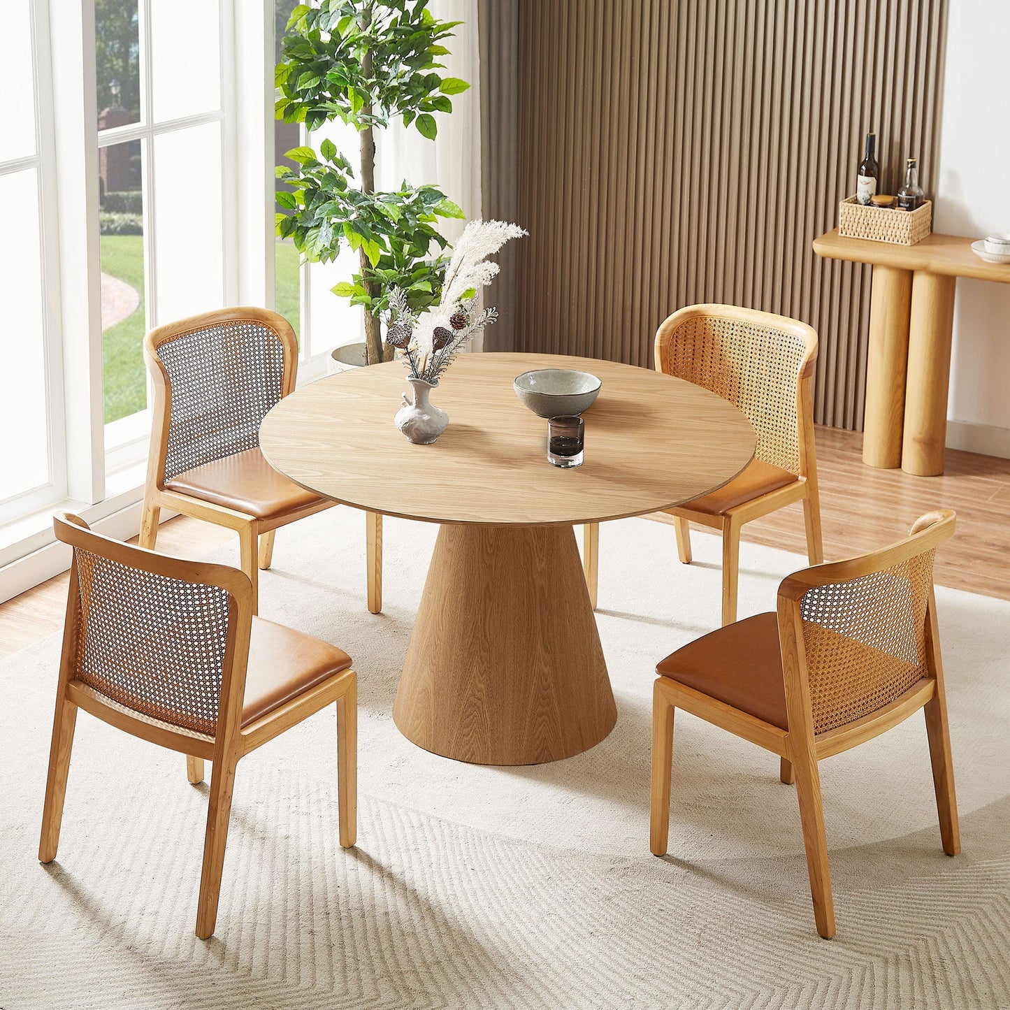 Aquatica Dining Table with Circular Tabletop and Pedestal Base