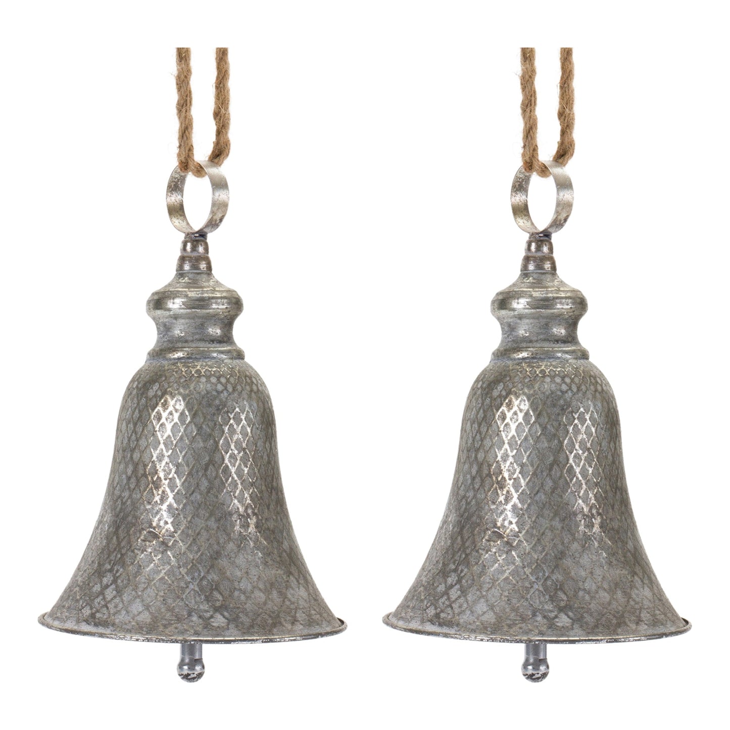 Rustic Metal Bell Ornament, Set of 2
