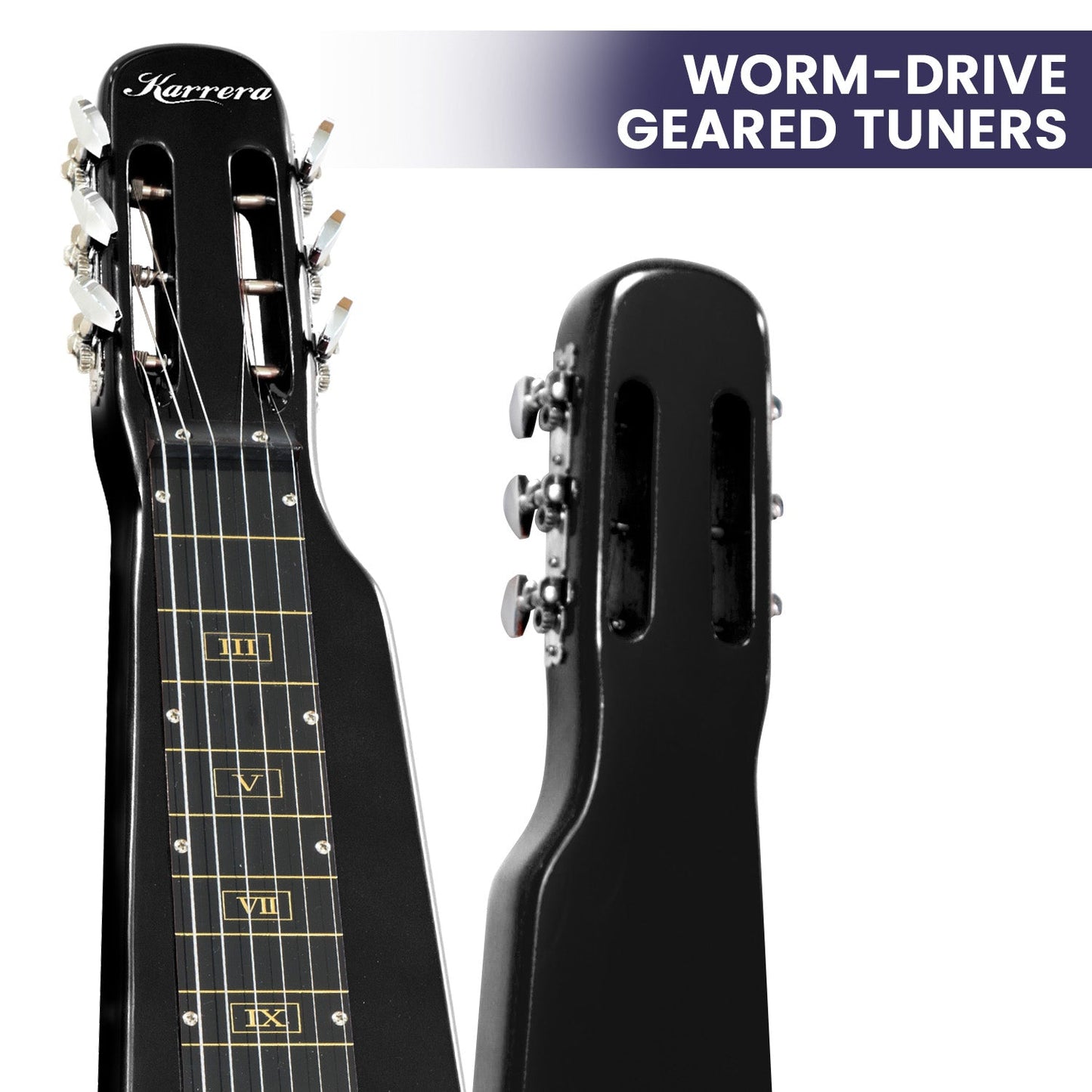 Karrera 29in 6-String Lap Steel Hawaiian Guitar (Black)