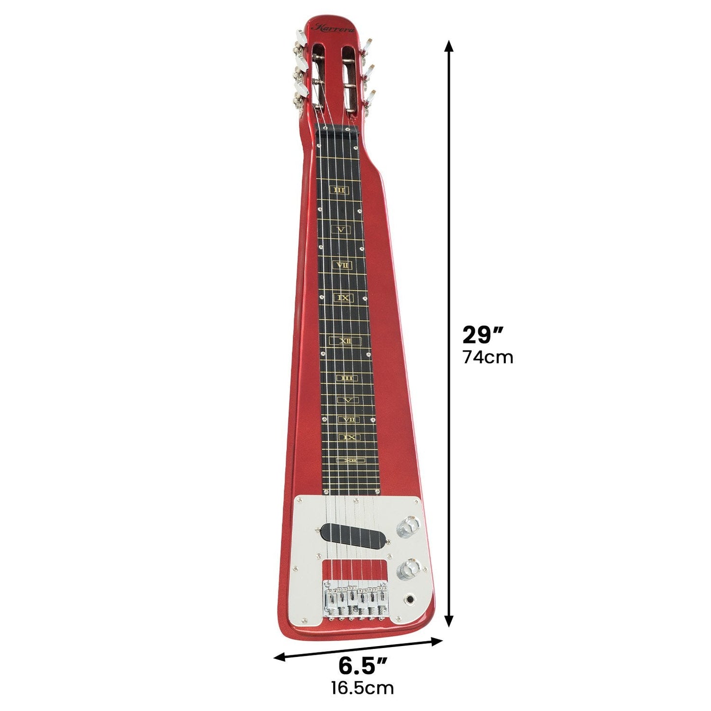 Karrera 29in 6-String Lap Steel Hawaiian Guitar (Metallic Red)