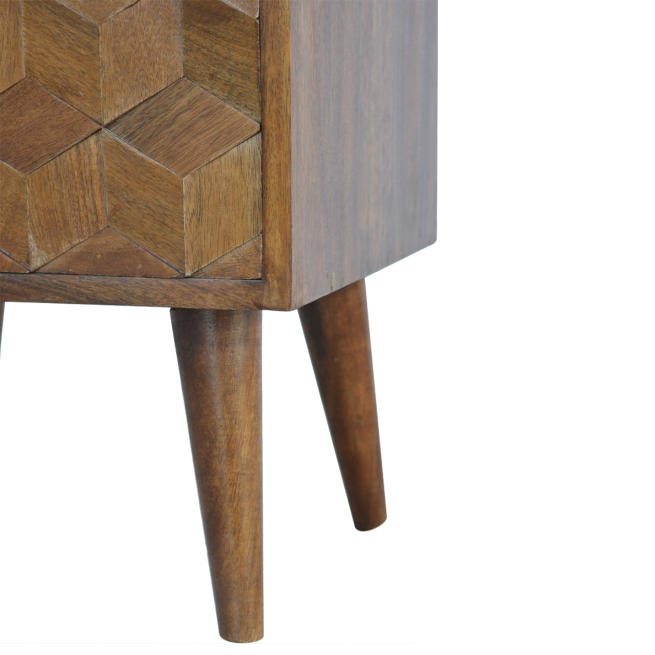 Cube Carved Bedside with 2 Drawers