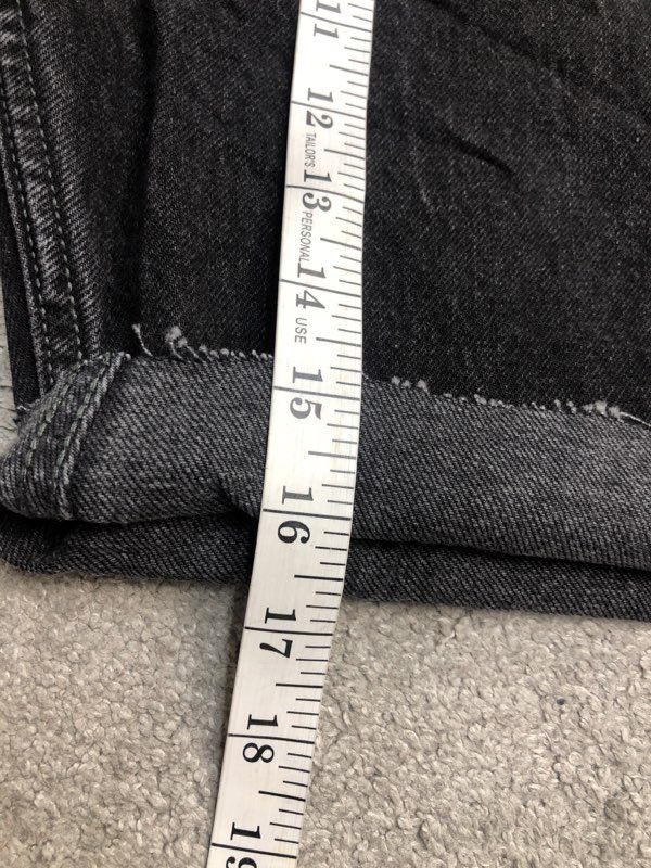 Zara Short Womens 31 Black Denim Mom Fit High Rise Roll Tab Workwear Outdoor
