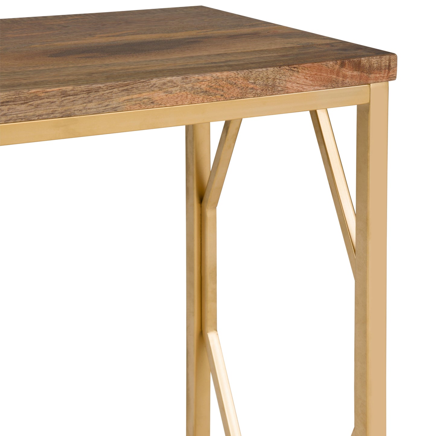 Peace Metal and Wood Accent Table with Diamond-Shaped Design