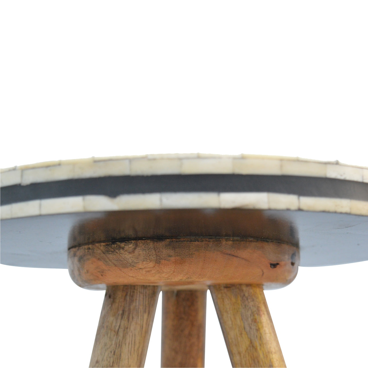 Arcanist Bone Inlay Tripod Stool with Wood Legs