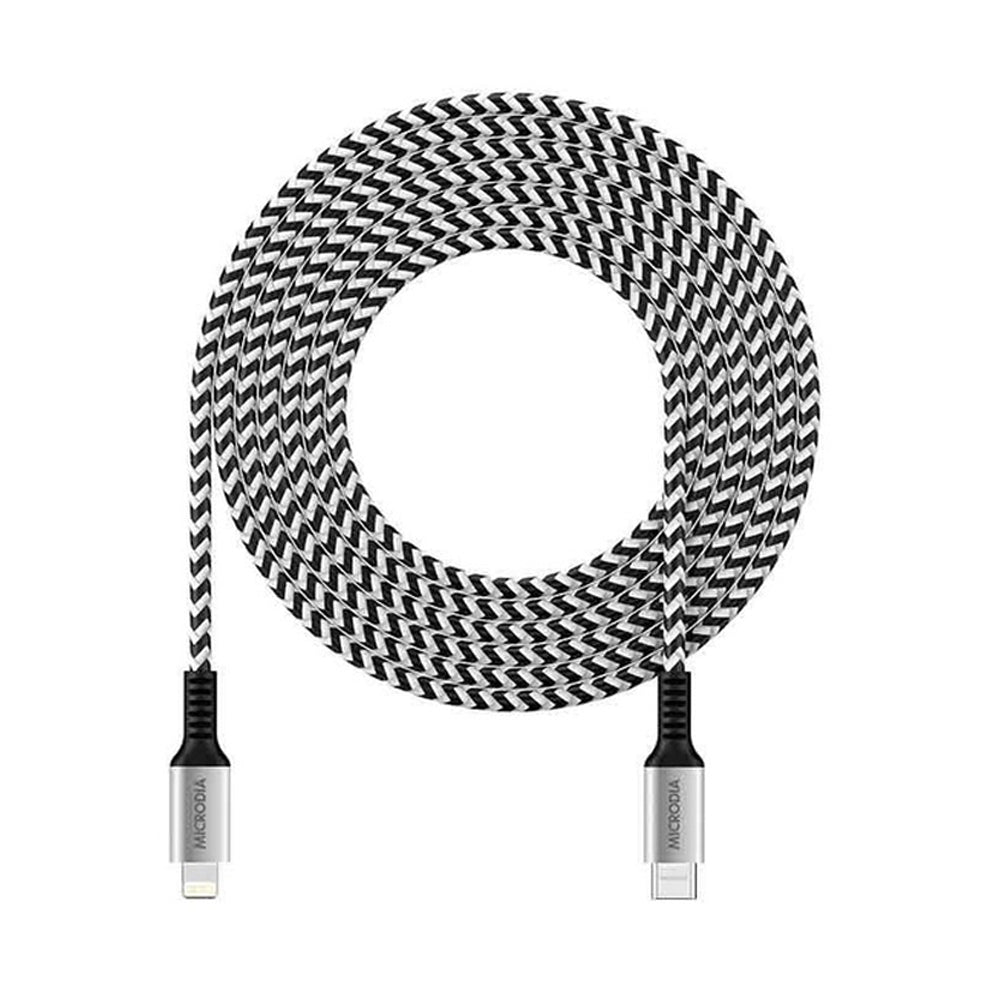 Microdia ExeCable Tweed PD60W USB-C to 8-Pin Cable 2.6m (Zebra)