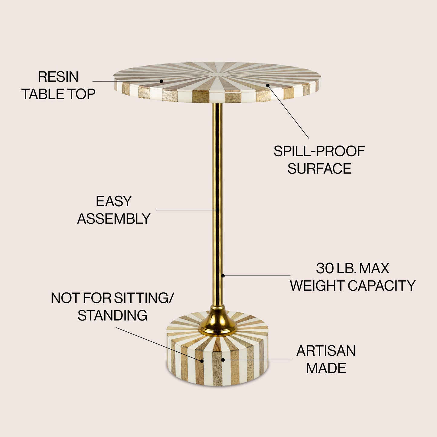 Calix Contemporary Minimalist Metal/Resin Round End Table