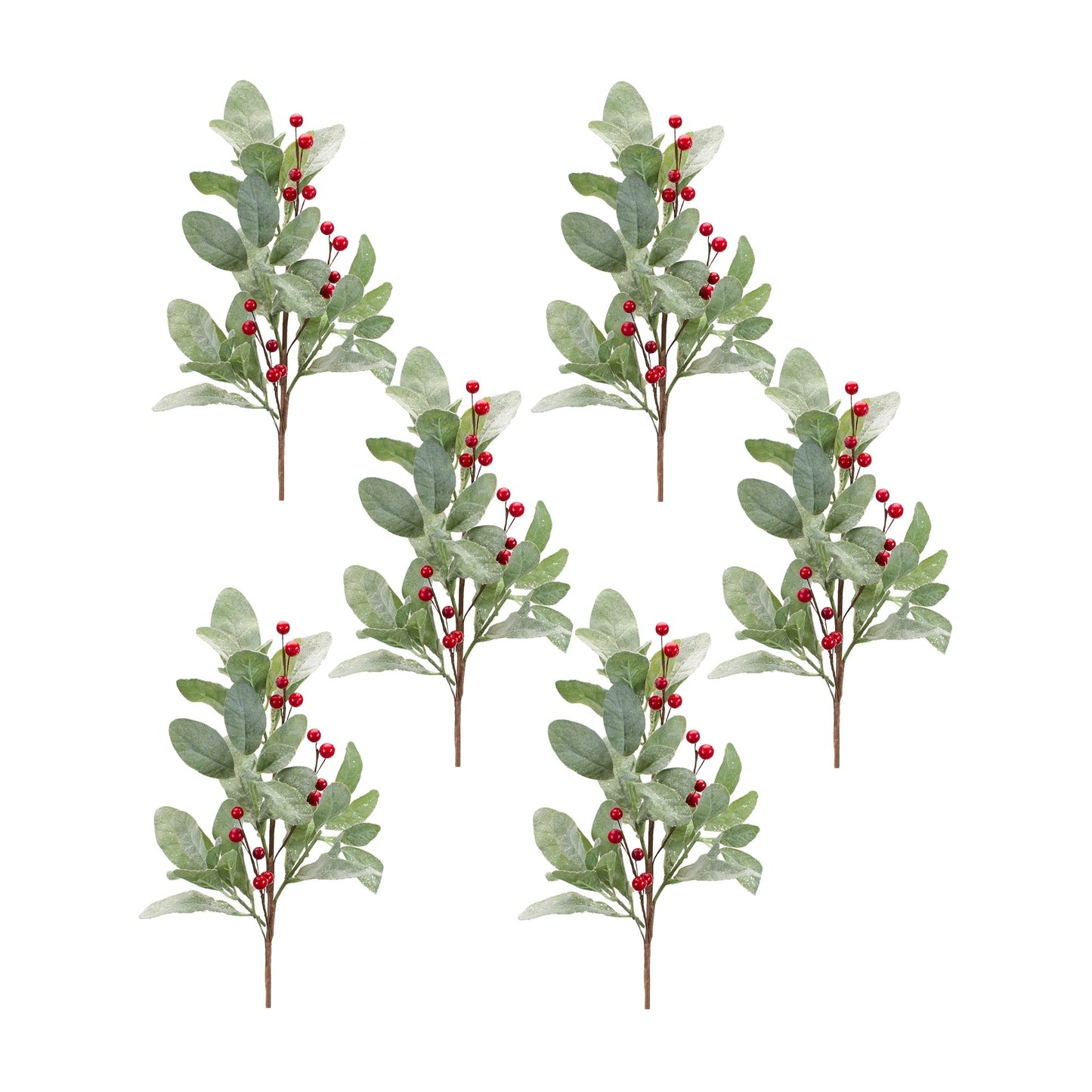 Frosted Mistletoe Spray with Berries, Set of 6