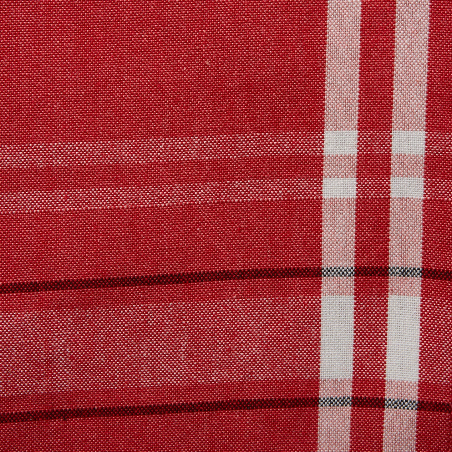 Tango Red Chambray French Stripe Table Runner 14X72