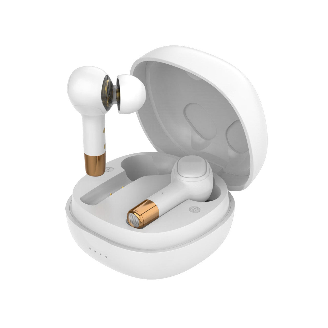 Laser TWS Earbuds - Wireless Charging & Dual Drivers (White)