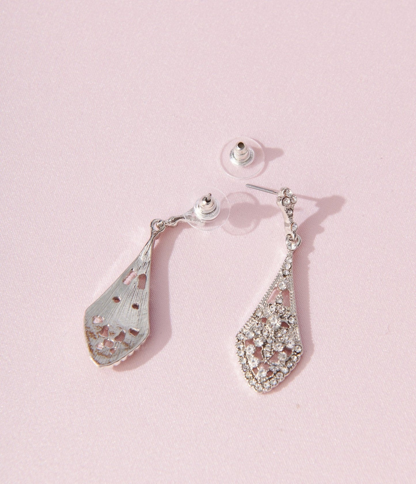 Deco Silver Rhinestone Chandelier Drop Earrings