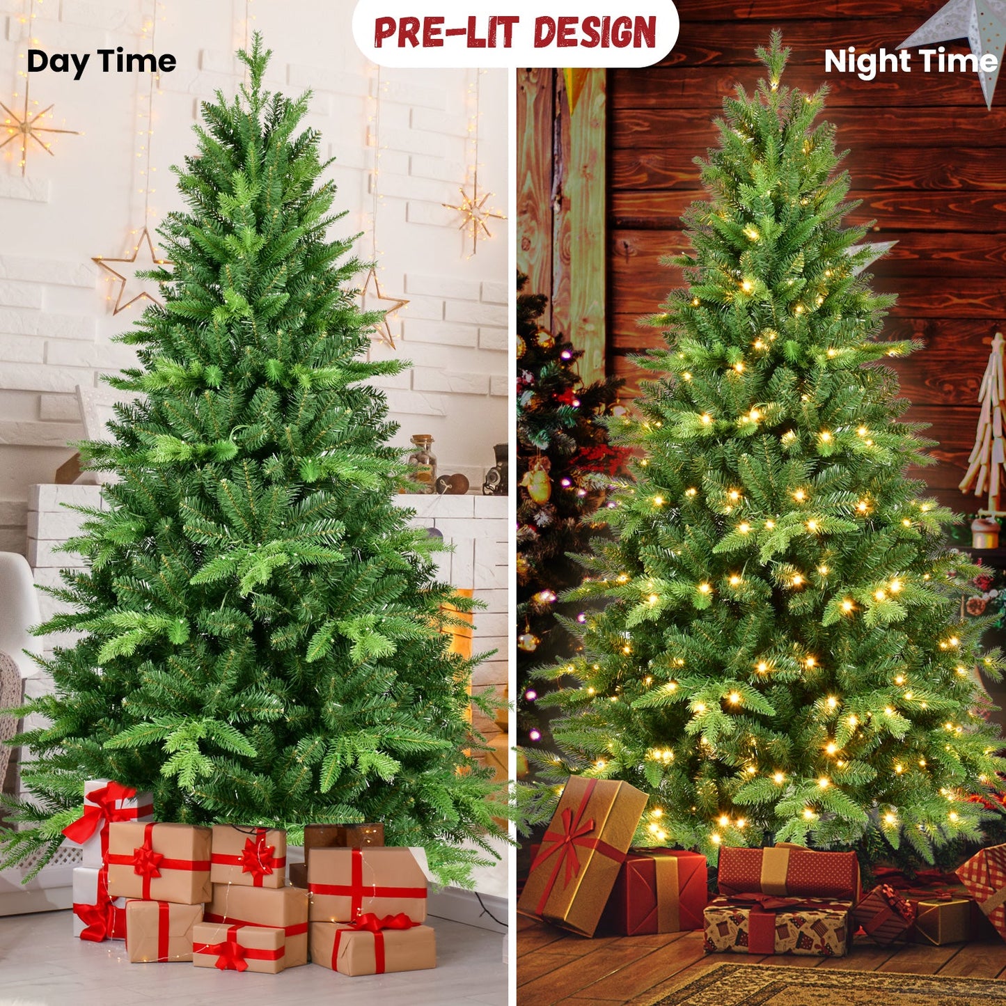 Alvoa 6 ft PE and PVC Prelit LED Light Christmas Tree