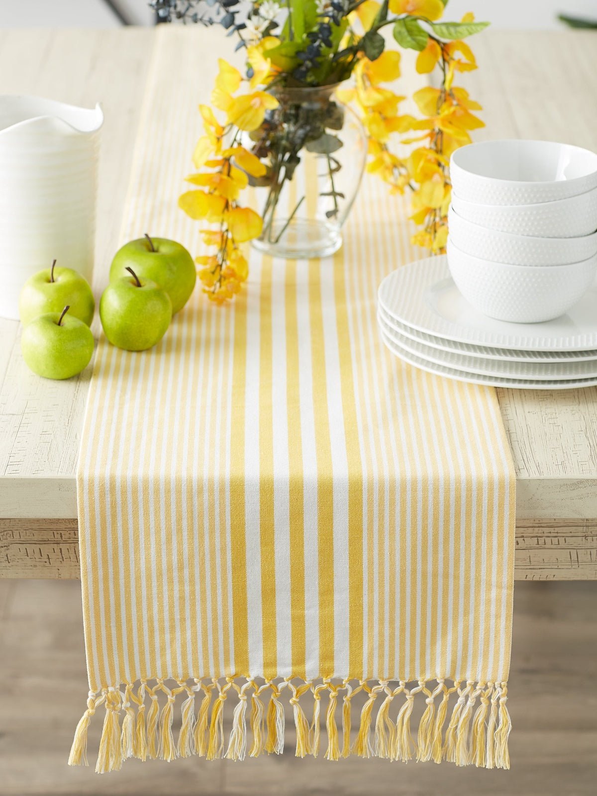 Deep Yellow Stripes 14"X72" Table Runner