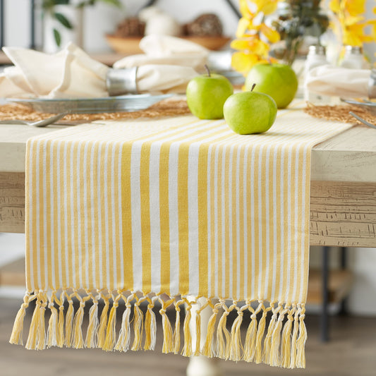 Deep Yellow Stripes 14"X72" Table Runner