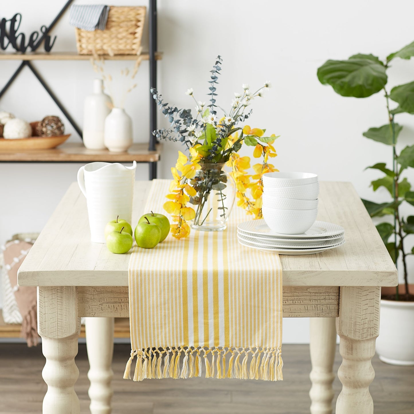 Deep Yellow Stripes 14"X72" Table Runner