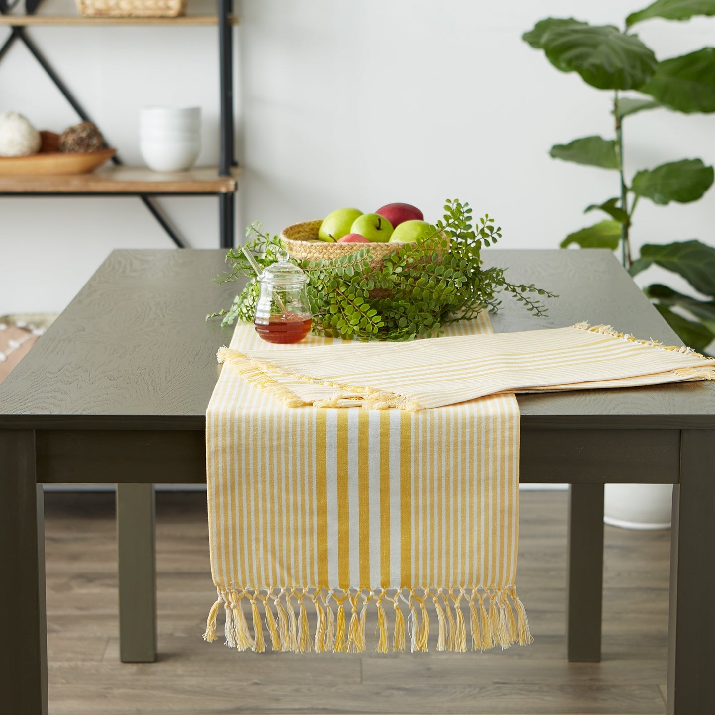 Deep Yellow Stripes 14"X72" Table Runner
