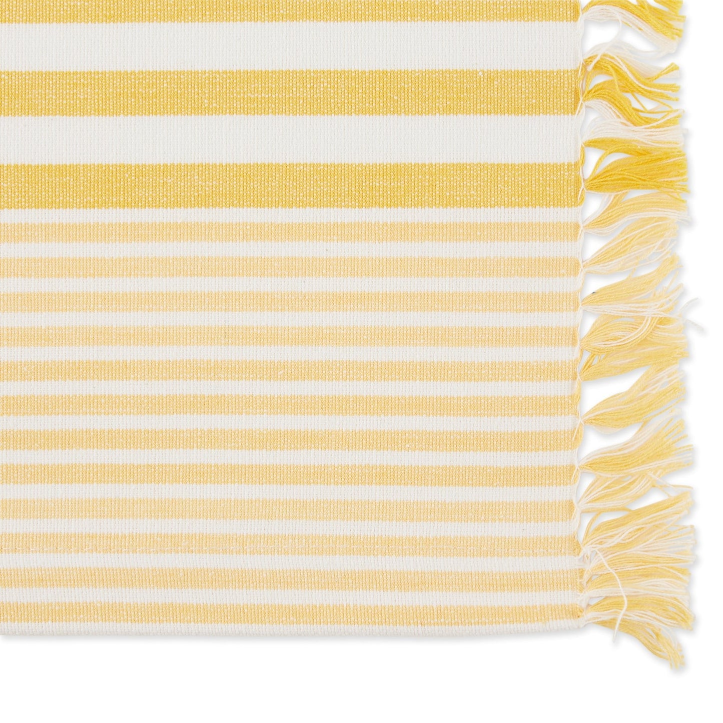 Deep Yellow Stripes With Fringe Placemats, Set Of 6