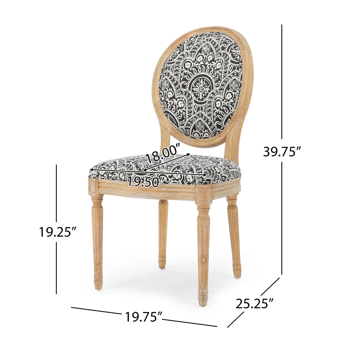Dynamic Upholstered Dining Chair with Round Backrest and Fluted Legs, Set of 2