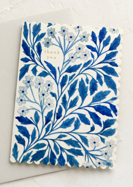Delft Floral Thank You Card