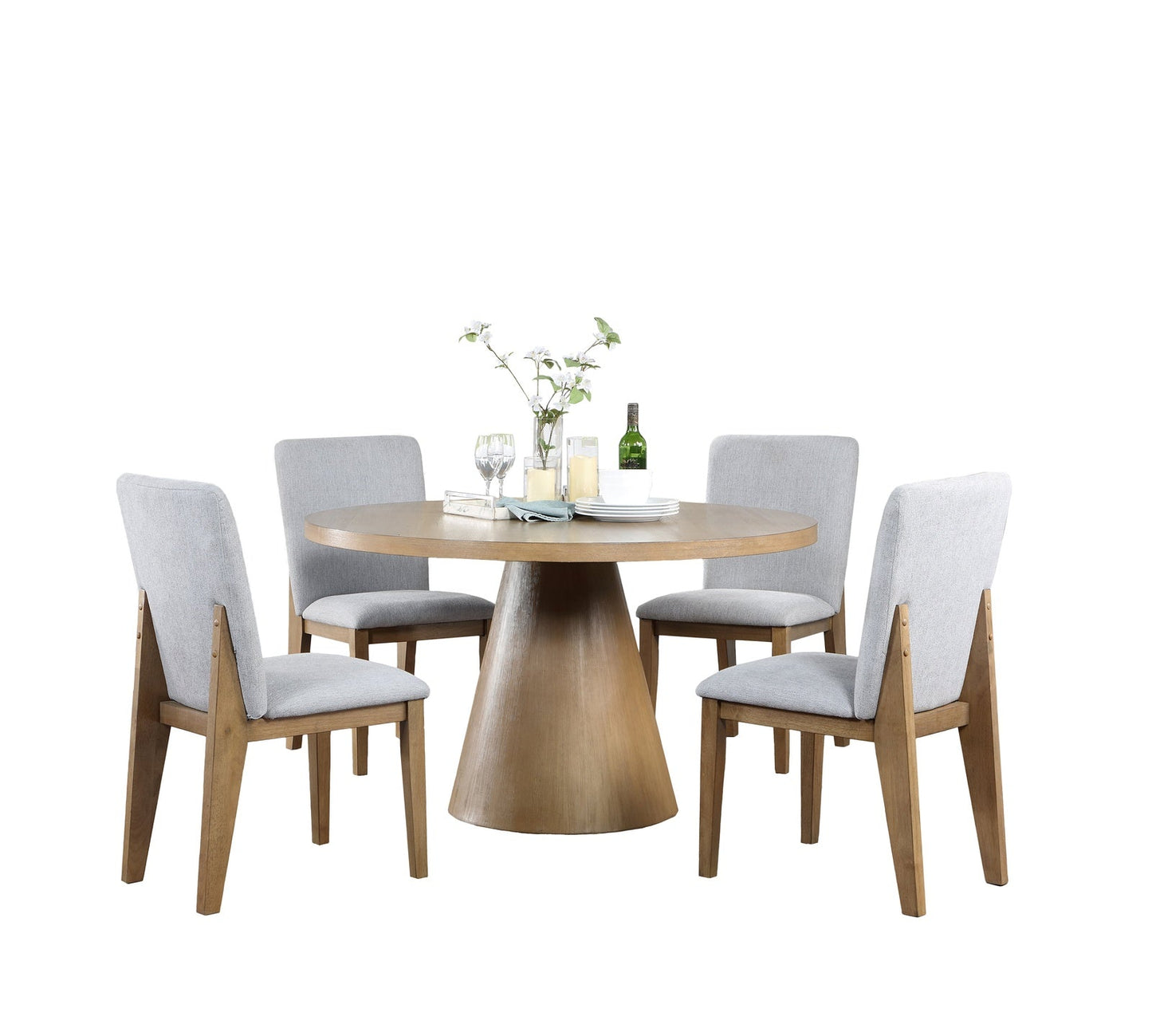 Delphine 5 Piece Dining Set with Round Dining Table and 4 Chairs
