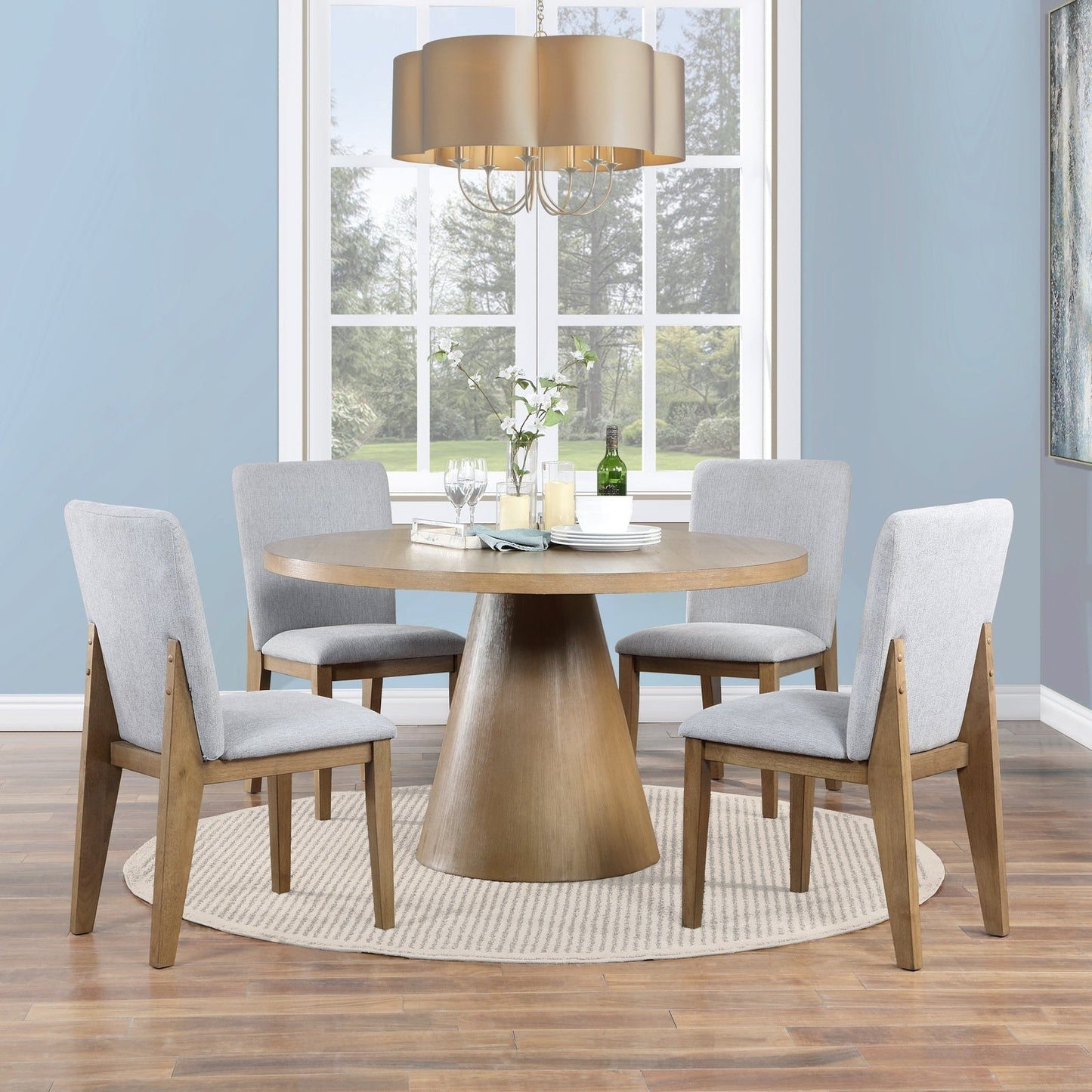 Delphine 5 Piece Dining Set with Round Dining Table and 4 Chairs