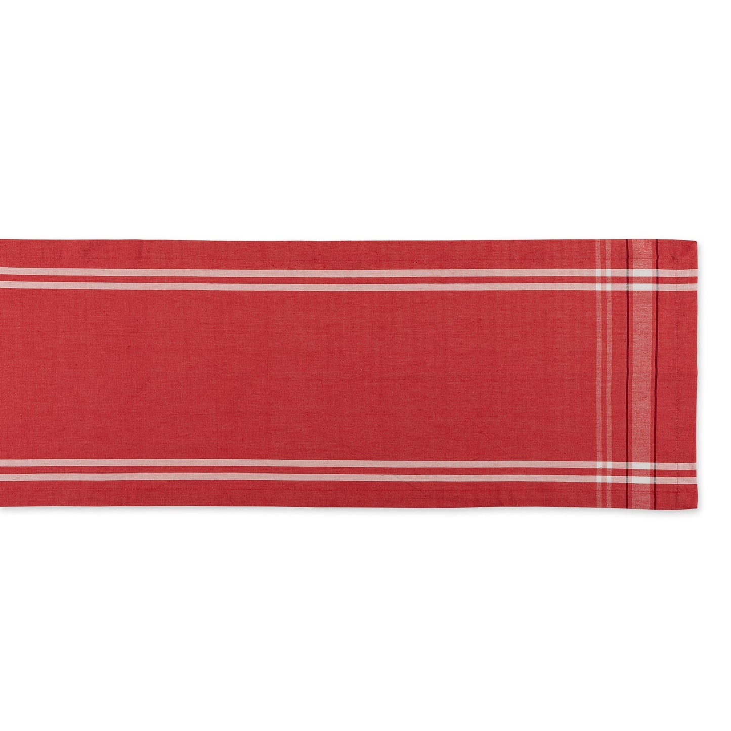 Tango Red Chambray French Stripe Table Runner 14X72